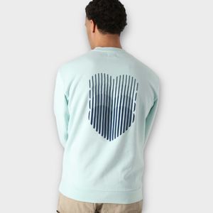 Arte Antwerp Men's Medium Cruz Heart Crew Neck Pullover Sweater in Skylight